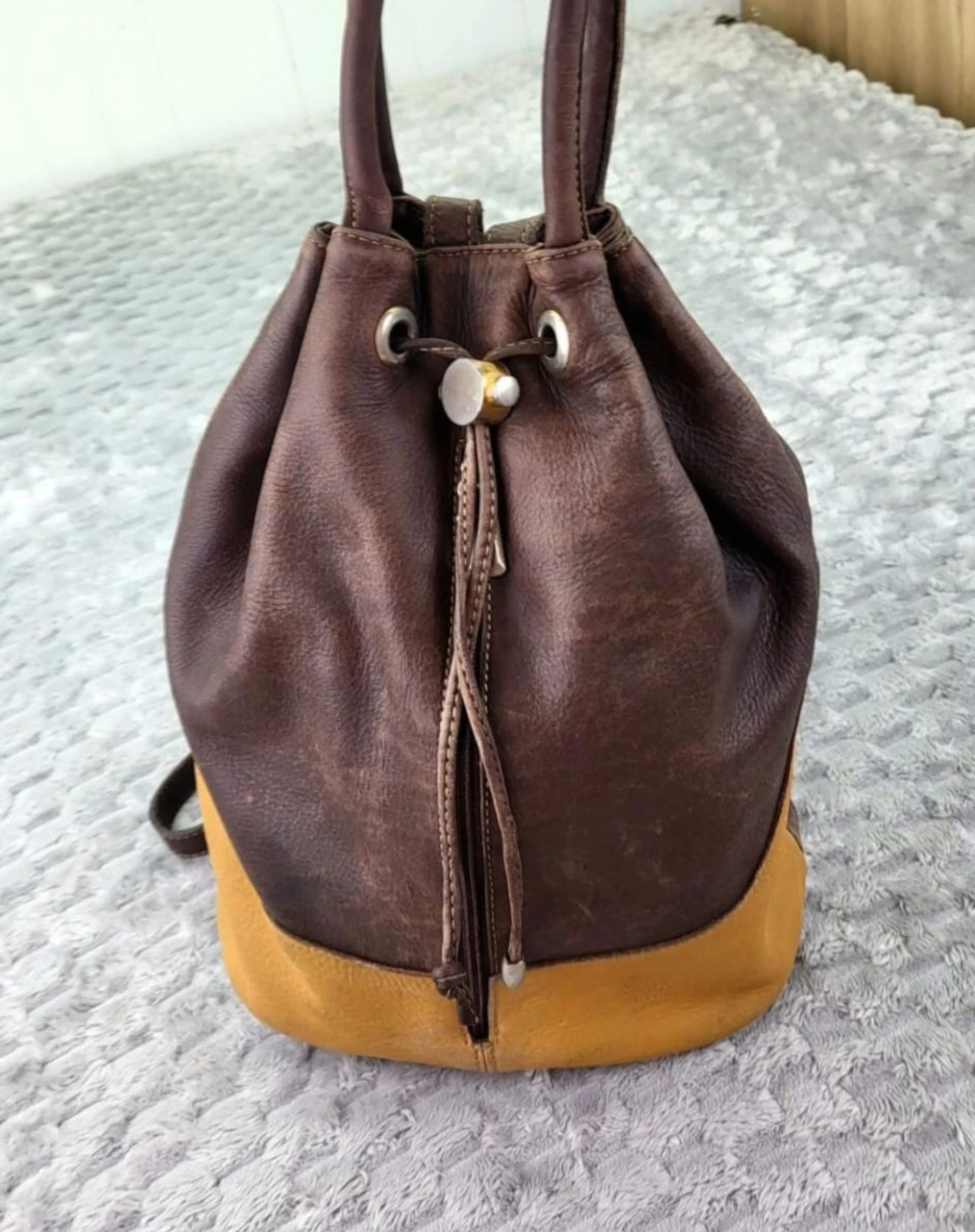 El Corte Inglés Real Leather Bucket Backpack Vintage Retro 90s – photo 8